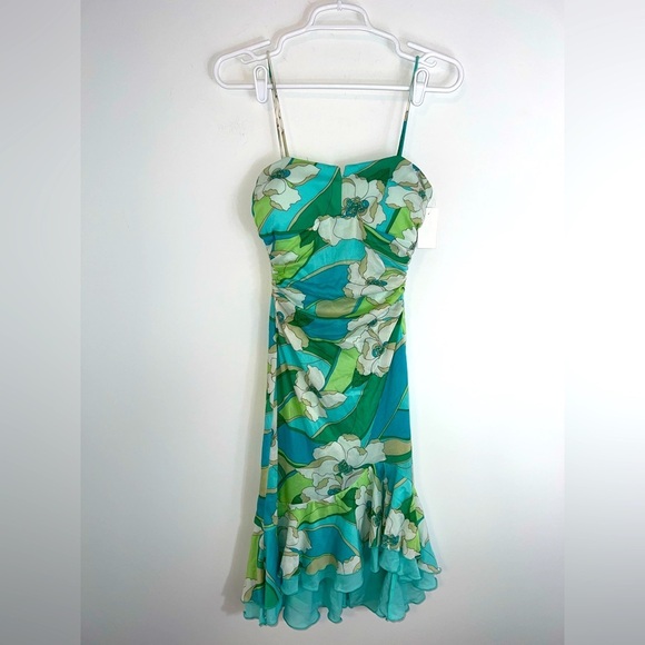 Vintage Dresses & Skirts - Vintage Y2K green floral midi dress medium